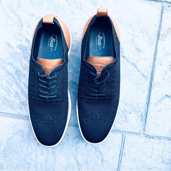 G.H Bass Black Knit Oxford style Casual Comfy Dress Shoes - Picture 3 of 7